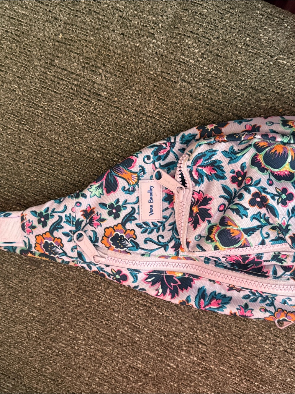 Vera Bradley Pink Floral sling bag with Teal, Navy & Orange Accents